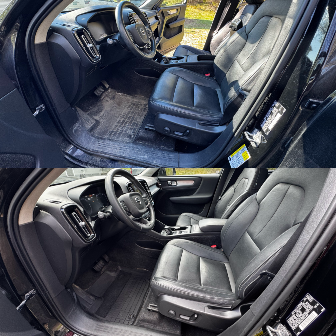 Volvo front seat before and after detail